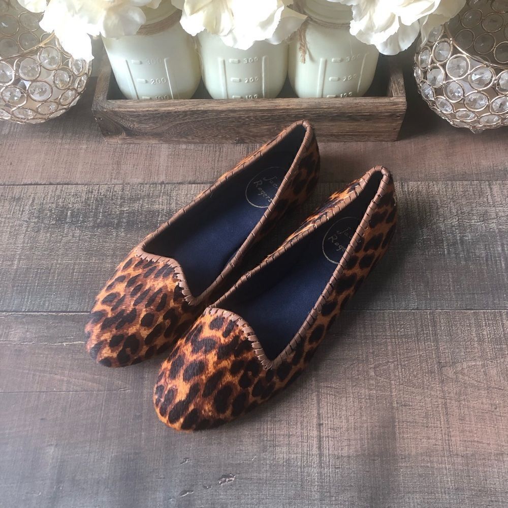 Jack Rogers Leopard Print Calf Hair Slip On Shoes